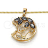 Oro Laminado Pendant Necklace, Gold Filled Style with Black and White Cubic Zirconia, Polished, Golden Finish, 04.210.0005.18 (02 MM Thickness, 18 Inches Length)