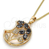 Oro Laminado Pendant Necklace, Gold Filled Style with Black and White Cubic Zirconia, Polished, Golden Finish, 04.210.0005.18 (02 MM Thickness, 18 Inches Length)