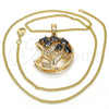 Oro Laminado Pendant Necklace, Gold Filled Style with Black and White Cubic Zirconia, Polished, Golden Finish, 04.210.0005.18 (02 MM Thickness, 18 Inches Length)