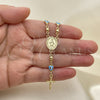 Oro Laminado Medium Rosary, Gold Filled Style Virgen Maria and Crucifix Design, Azul claro Enamel Finish, Golden Finish, 09.213.0015.18