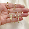 Oro Laminado Thin Rosary, Gold Filled Style Guadalupe and Crucifix Design, Polished, Golden Finish, 09.213.0016.24