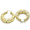 Oro Laminado Medium Hoop, Gold Filled Style Bamboo Design, Brushed Finish, Golden Finish, 02.163.0062.45