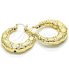 Oro Laminado Medium Hoop, Gold Filled Style Bamboo Design, Brushed Finish, Golden Finish, 02.163.0062.45