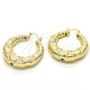Oro Laminado Medium Hoop, Gold Filled Style Bamboo Design, Brushed Finish, Golden Finish, 02.163.0062.45
