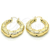 Oro Laminado Medium Hoop, Gold Filled Style Bamboo Design, Brushed Finish, Golden Finish, 02.163.0062.45