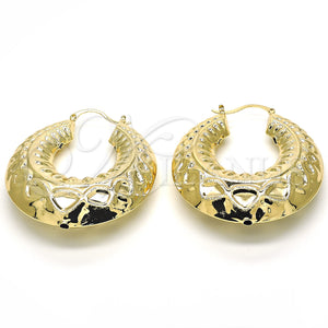 Gold Filled Hoop Earrings — Large Hoop Bamboo Design Brushed 02. — main product view — SKU 125059 | Oro Laminado aretes de aro — Large Hoop Bamboo diseño Brushed 02. — SKU 125059
