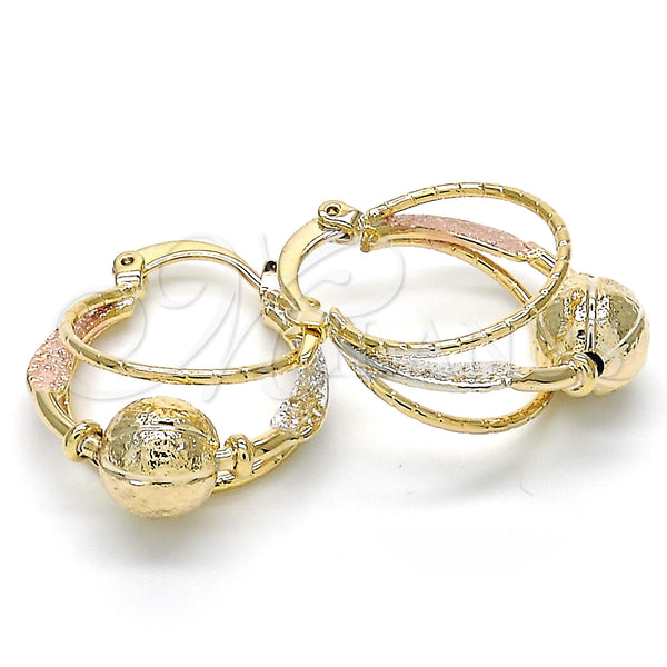 Gold Filled Hoop Earrings — Small Hoop Matte Tricolor 02.65. — main product view — SKU 125067 | Oro Laminado aretes de aro — Small Hoop Matte Tricolor 02.65. — SKU 125067