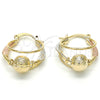 Oro Laminado Small Hoop, Gold Filled Style Matte Finish, Tricolor, 02.65.2652.20