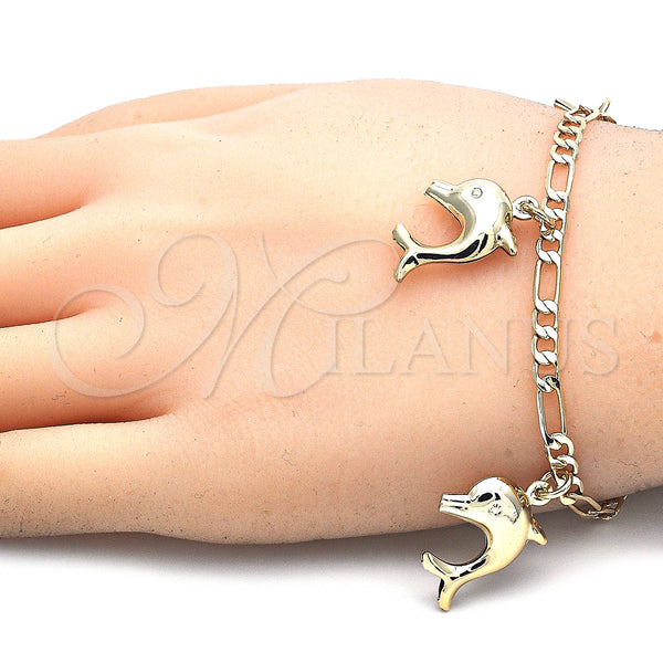 Gold Filled Bracelet — Charm Bracelet Dolphin Design Polished 03.63. 04 MM — alternate product view — SKU 125075 | Oro Laminado brazalete — Charm Bracelet Dolphin diseño pulido 03.63. 04 MM — SKU 125075