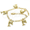 Oro Laminado Charm Bracelet, Gold Filled Style Dolphin Design, Polished, Golden Finish, 03.63.2024.08 (04 MM Thickness, 8 Inches Length)