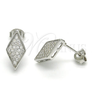Sterling Silver Ring — Stud Earring with White Cubic Zirconia Polished 02. — main product view — SKU 125085 | Plata 925 anillo — Stud Earring with blanco Cubic Zirconia pulido 02. — SKU 125085