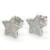 Sterling Silver Stud Earring, Star Design, with White Cubic Zirconia, Polished, Rhodium Finish, 02.285.0081