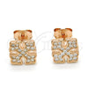 Sterling Silver Stud Earring, with White Cubic Zirconia, Polished, Rose Gold Finish, 02.285.0083
