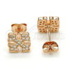 Sterling Silver Stud Earring, with White Cubic Zirconia, Polished, Rose Gold Finish, 02.285.0083