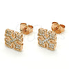 Sterling Silver Stud Earring, with White Cubic Zirconia, Polished, Rose Gold Finish, 02.285.0083