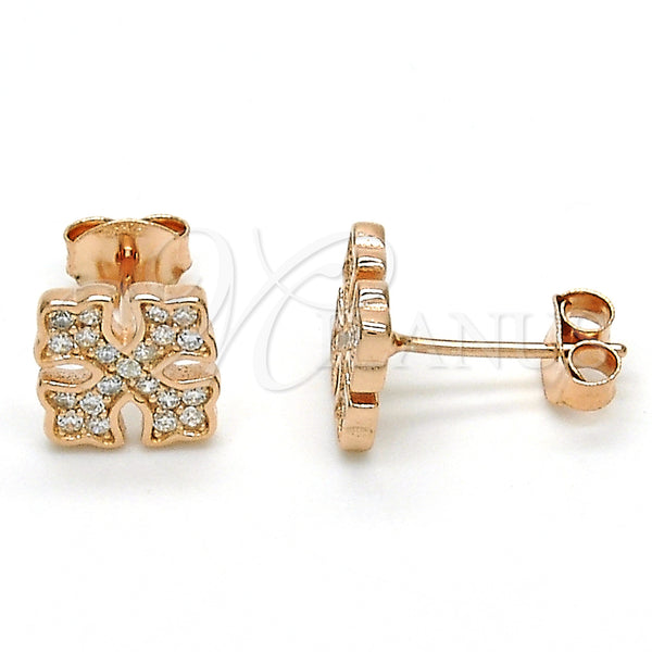Sterling Silver Ring — Stud Earring with White Cubic Zirconia Polished Rose — main product view — SKU 125088 | Plata 925 anillo — Stud Earring with blanco Cubic Zirconia pulido Rose — SKU 125088