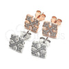 Sterling Silver Stud Earring, with White Cubic Zirconia, Polished, Rose Gold Finish, 02.285.0083