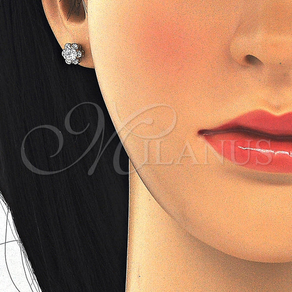 Sterling Silver Ring — Stud Earring Flower Design with White Cubic Zirconia — alternate product view — SKU 125090 | Plata 925 anillo — Stud Earring flor diseño with blanco Cubic Zirconia — SKU 125090