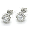 Sterling Silver Stud Earring, Flower Design, with White Cubic Zirconia, Polished, Rhodium Finish, 02.285.0084 for wholesale, additional product view 6