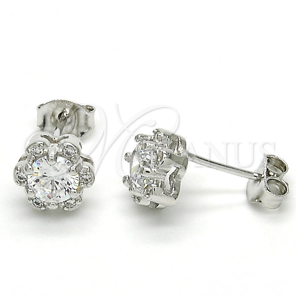 Sterling Silver Ring — Stud Earring Flower Design with White Cubic Zirconia — main product view — SKU 125090 | Plata 925 anillo — Stud Earring flor diseño with blanco Cubic Zirconia — SKU 125090