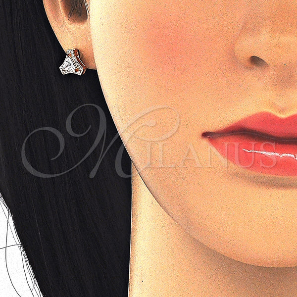 Sterling Silver Ring — Stud Earring with White Cubic Zirconia Polished Rose — alternate product view — SKU 125091 | Plata 925 anillo — Stud Earring with blanco Cubic Zirconia pulido Rose — SKU 125091