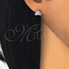 Sterling Silver Stud Earring, with White Cubic Zirconia, Polished, Rose Gold Finish, 02.285.0085