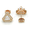 Sterling Silver Stud Earring, with White Cubic Zirconia, Polished, Rose Gold Finish, 02.285.0085
