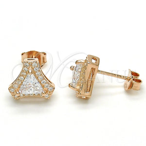 Sterling Silver Ring — Stud Earring with White Cubic Zirconia Polished Rose — main product view — SKU 125091 | Plata 925 anillo — Stud Earring with blanco Cubic Zirconia pulido Rose — SKU 125091