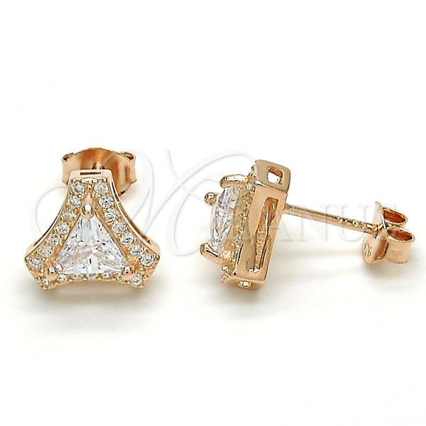 Sterling Silver Ring — Stud Earring with White Cubic Zirconia Polished Rose — main product view — SKU 125091 | Plata 925 anillo — Stud Earring with blanco Cubic Zirconia pulido Rose — SKU 125091