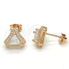 Sterling Silver Stud Earring, with White Cubic Zirconia, Polished, Rose Gold Finish, 02.285.0085