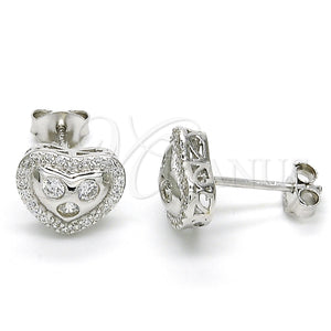 Sterling Silver Ring — Stud Earring Heart Design with White Cubic Zirconia — main product view — SKU 125093 | Plata 925 anillo — Stud Earring corazón diseño with blanco Cubic Zirconia — SKU 125093