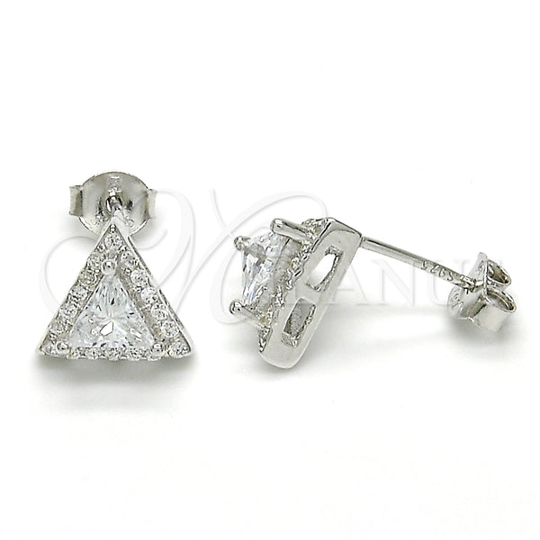 Sterling Silver Ring — Stud Earring with White Cubic Zirconia Polished 02. — main product view — SKU 125094 | Plata 925 anillo — Stud Earring with blanco Cubic Zirconia pulido 02. — SKU 125094