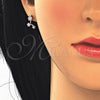 Sterling Silver Stud Earring, Star Design, with White Cubic Zirconia, Polished, Rose Gold Finish, 02.285.0089