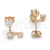 Sterling Silver Stud Earring, Star Design, with White Cubic Zirconia, Polished, Rose Gold Finish, 02.285.0089