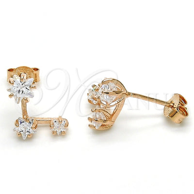 Sterling Silver Stud Earring, Star Design, with White Cubic Zirconia, Polished, Rose Gold Finish, 02.285.0089 for wholesale, main product view