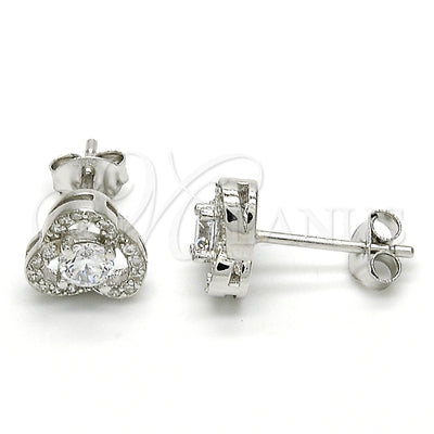 Sterling Silver Stud Earring, with White Cubic Zirconia, Polished, Rhodium Finish, 02.285.0091 for wholesale, main product view