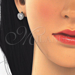 Sterling Silver Ring — Stud Earring Heart Design with White Cubic Zirconia — main product view — SKU 125098 | Plata 925 anillo — Stud Earring corazón diseño with blanco Cubic Zirconia — SKU 125098