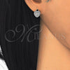 Sterling Silver Stud Earring, Heart Design, with White Cubic Zirconia and White Micro Pave, Polished, Rhodium Finish, 02.285.0092