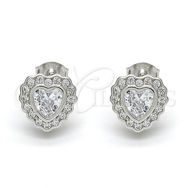 Sterling Silver Ring — Stud Earring Heart Design with White Cubic Zirconia — alternate product view — SKU 125098 | Plata 925 anillo — Stud Earring corazón diseño with blanco Cubic Zirconia — SKU 125098
