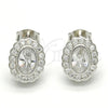 Sterling Silver Stud Earring, with White Cubic Zirconia, Polished, Rhodium Finish, 02.285.0093