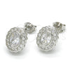 Sterling Silver Stud Earring, with White Cubic Zirconia, Polished, Rhodium Finish, 02.285.0093