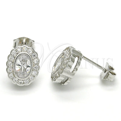 Sterling Silver Stud Earring, with White Cubic Zirconia, Polished, Rhodium Finish, 02.285.0093 for wholesale, main product view