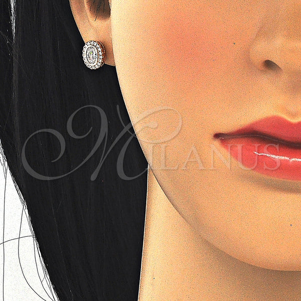 Sterling Silver Ring — Stud Earring with White Cubic Zirconia Polished Rose — main product view — SKU 125100 | Plata 925 anillo — Stud Earring with blanco Cubic Zirconia pulido Rose — SKU 125100