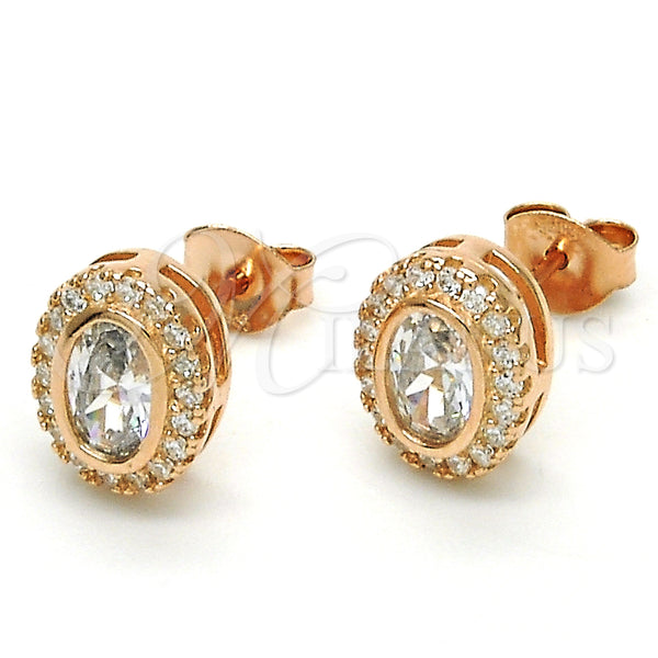 Sterling Silver Ring — Stud Earring with White Cubic Zirconia Polished Rose — alternate product view — SKU 125100 | Plata 925 anillo — Stud Earring with blanco Cubic Zirconia pulido Rose — SKU 125100