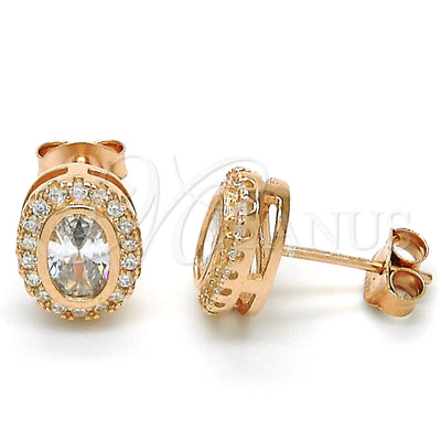 Sterling Silver Stud Earring, with White Cubic Zirconia, Polished, Rose Gold Finish, 02.285.0099 for wholesale, main product view