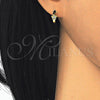 Sterling Silver Huggie Hoop, Flower Design, with White Cubic Zirconia, Polished, Golden Finish, 02.285.0096.12