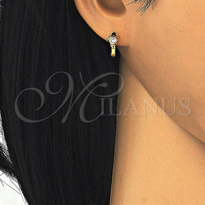 Sterling Silver Hoop Earrings — Huggie Hoop Dolphin Design with White Cubic Zirconia — main product view — SKU 125104 | Plata 925 aretes de aro — Huggie Hoop Dolphin diseño with blanco Cubic Zirconia — SKU 125104