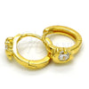 Sterling Silver Huggie Hoop, Dolphin Design, with White Cubic Zirconia, Polished, Golden Finish, 02.285.0097.10