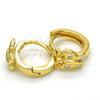 Sterling Silver Huggie Hoop, Butterfly Design, with White Cubic Zirconia, Polished, Golden Finish, 02.285.0098.10