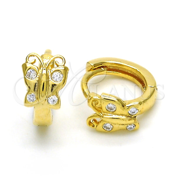 Sterling Silver Hoop Earrings — Huggie Hoop Butterfly Design with White Cubic Zirconia — main product view — SKU 125105 | Plata 925 aretes de aro — Huggie Hoop Butterfly diseño with blanco Cubic Zirconia — SKU 125105